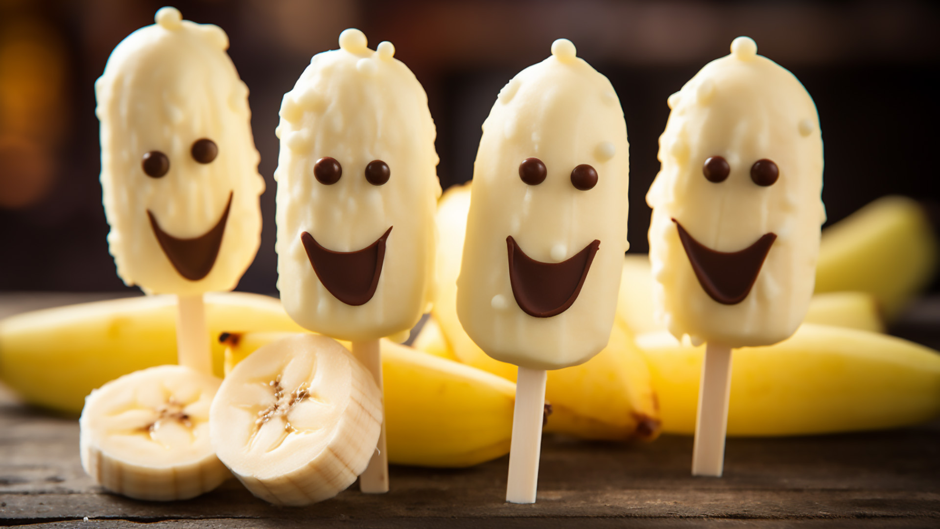 Gespenstische Bananen-Pops