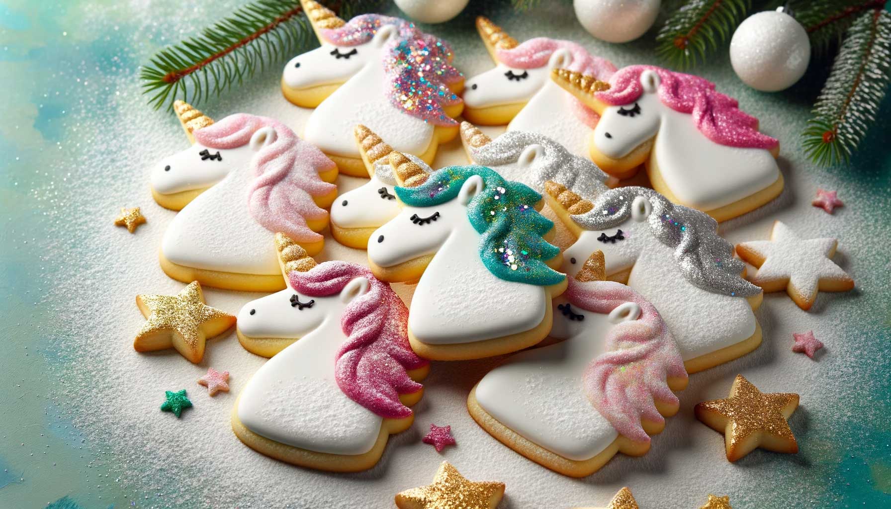 Weihnachtliche Einhorn-Plätzchen